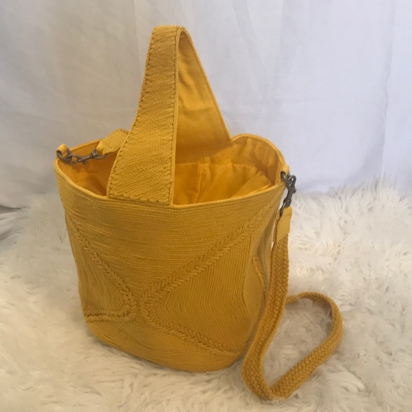 Anthropologie Handbags - NWOT Yellow Mustard Bucket Two Way Bag